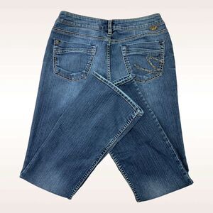 Silver Jeans Womens 29x32 Blue Bootcut Embroidered Low Rise Stretch‎ Dark Wash